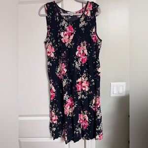 croft & barrow Navy Maxi Dress with Pink Floral Print